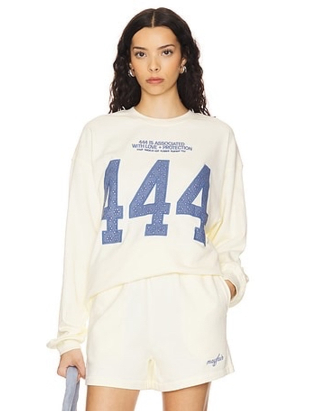 Women's The Mayfair Group 444 Sweatshirt Size S/M Cream Blue NWT